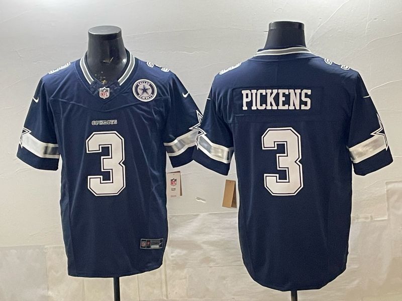 Men 2026 Dallas Cowboys #3 Pickens blue Limited Nike NFL Jersey style 07->dallas cowboys->NFL Jersey